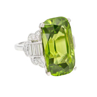 Platinum Peridot and Diamond Ring