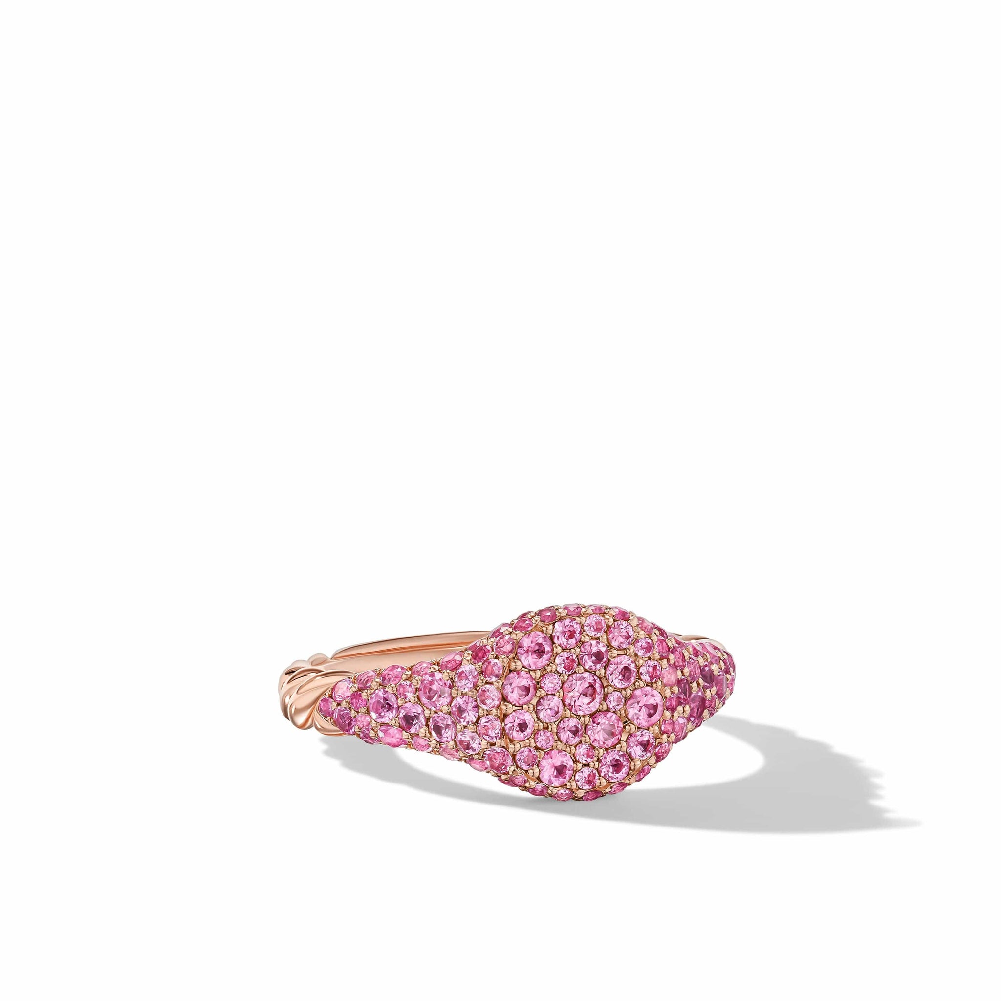 Petite Pavé Pinky Ring in 18K Rose Gold with Pink Sapphires