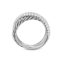 Crossover Two Row Ring Sterling Silver with Diamonds, 7.5mm