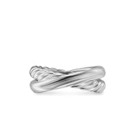 Crossover Two Row Ring Sterling Silver with Diamonds, 7.5mm