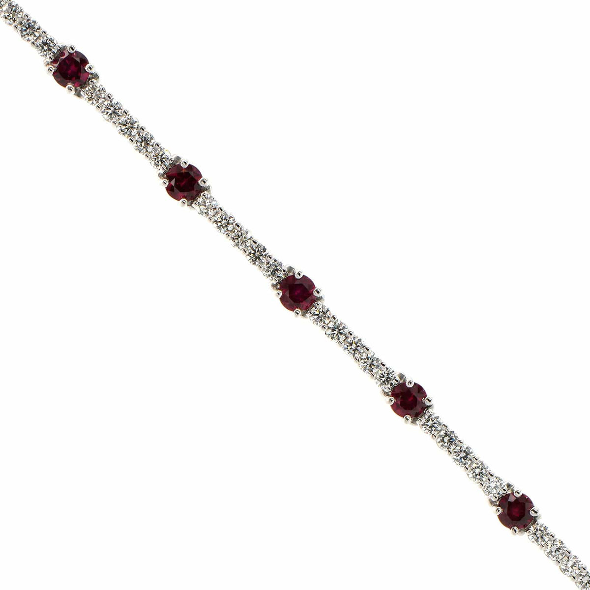 Platinum Ruby & Diamond Line Bracelet