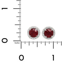 Platinum Ruby Diamond Halo Stud Earrings