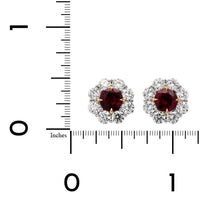 Platinum Ruby and Diamond Halo Stud Earrings