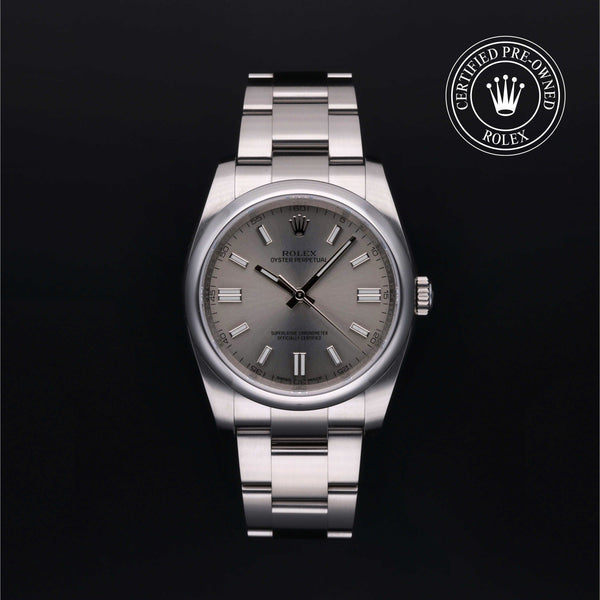 Rolex Certified Pre-Owned Oyster Perpetual in Oyster, 36 mm, Stainless Steel 116000 watch available at Long's Jewelers.