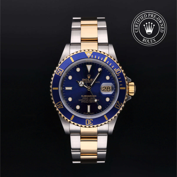 Rolex Certified Pre-Owned Submariner in Oyster, 40 mm, Stainless Steel and yellow gold 16613 watch available at Long's Jewelers.