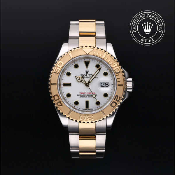 Rolex Certified Pre-Owned Yacht-Master in Oyster, 40 mm, Stainless Steel and yellow gold 16623 watch available at Long's Jewelers.