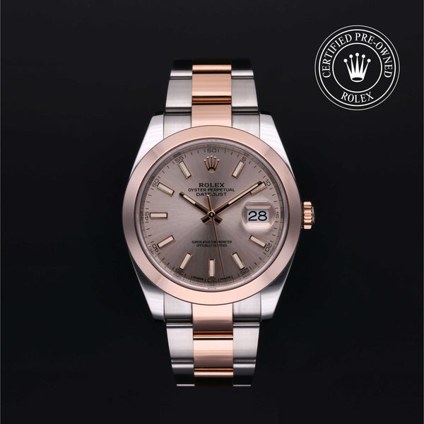 Rolex Certified Pre-Owned Datejust in Oyster, 41 mm, Stainless Steel and everose gold 126301 watch available at Long's Jewelers.