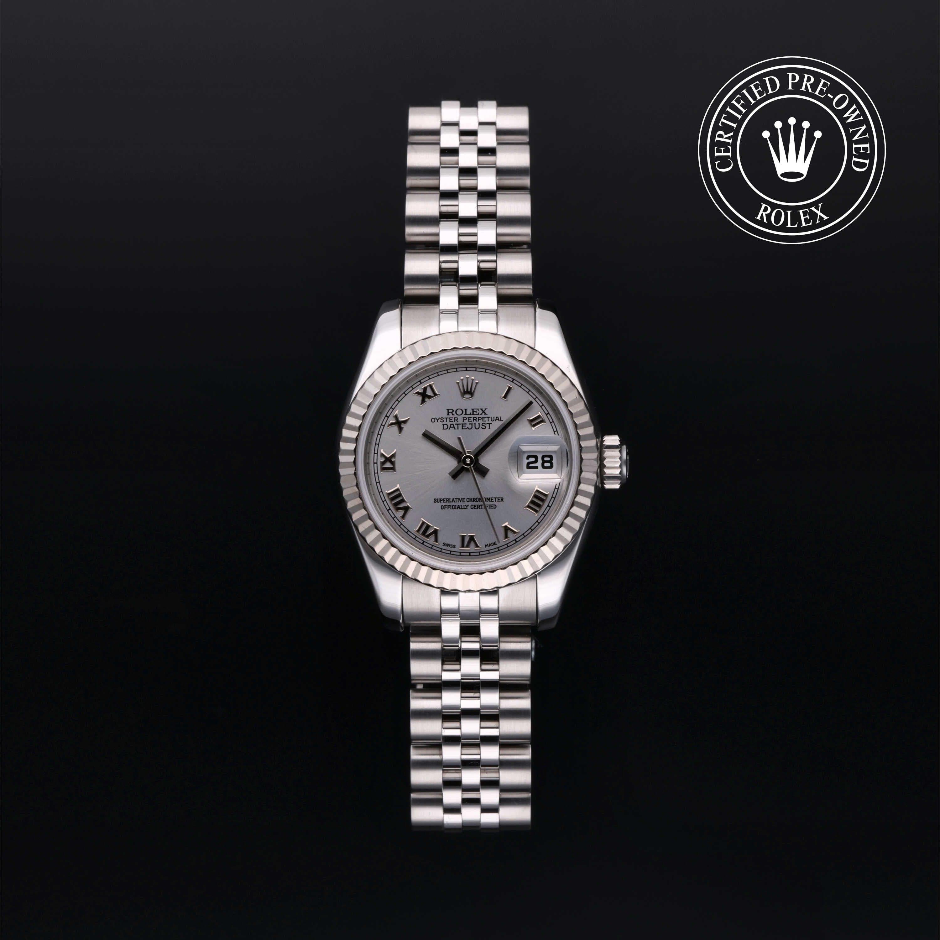 Rolex Certified Pre-Owned Lady-Datejust in Jubilee, 26 mm, Stainless Steel and white gold 179174 watch available at Long's Jewelers.