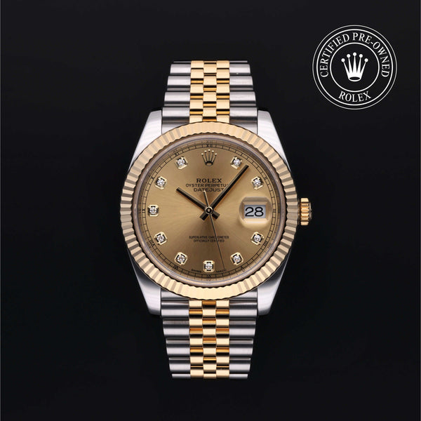 Rolex Certified Pre-Owned Datejust in Oyster, 41 mm, Stainless Steel and yellow gold 126333 watch available at Long's Jewelers.