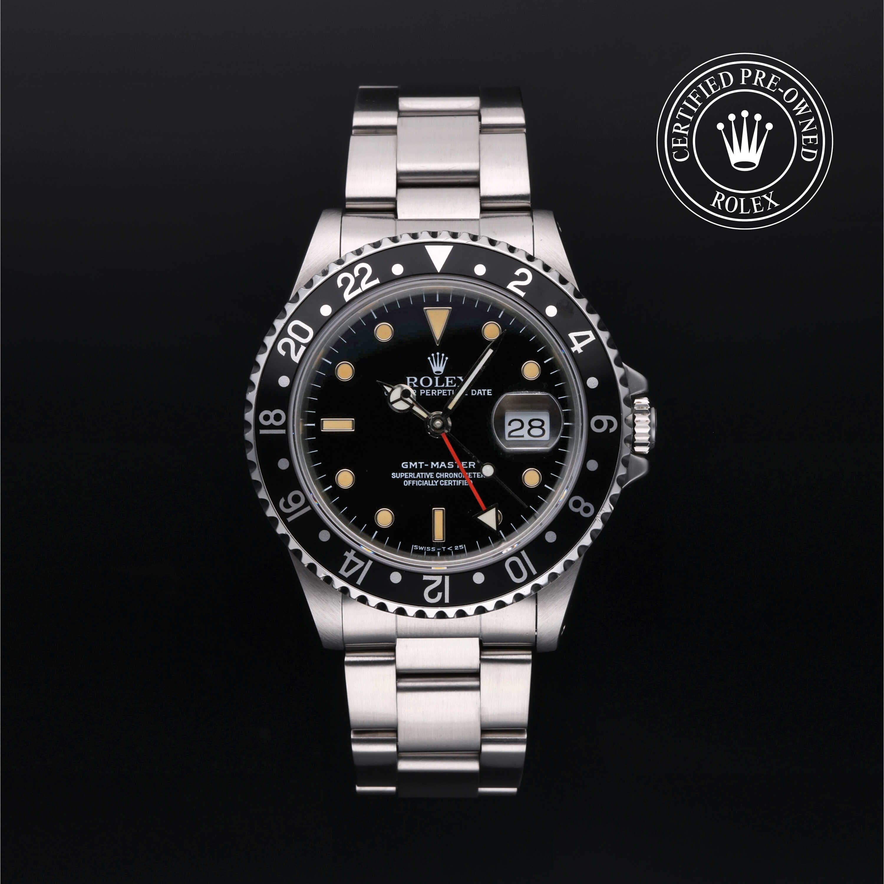 Rolex Certified Pre-Owned GMT Master in Oyster, 40 mm, Stainless Steel 16700LN watch available at Long's Jewelers.