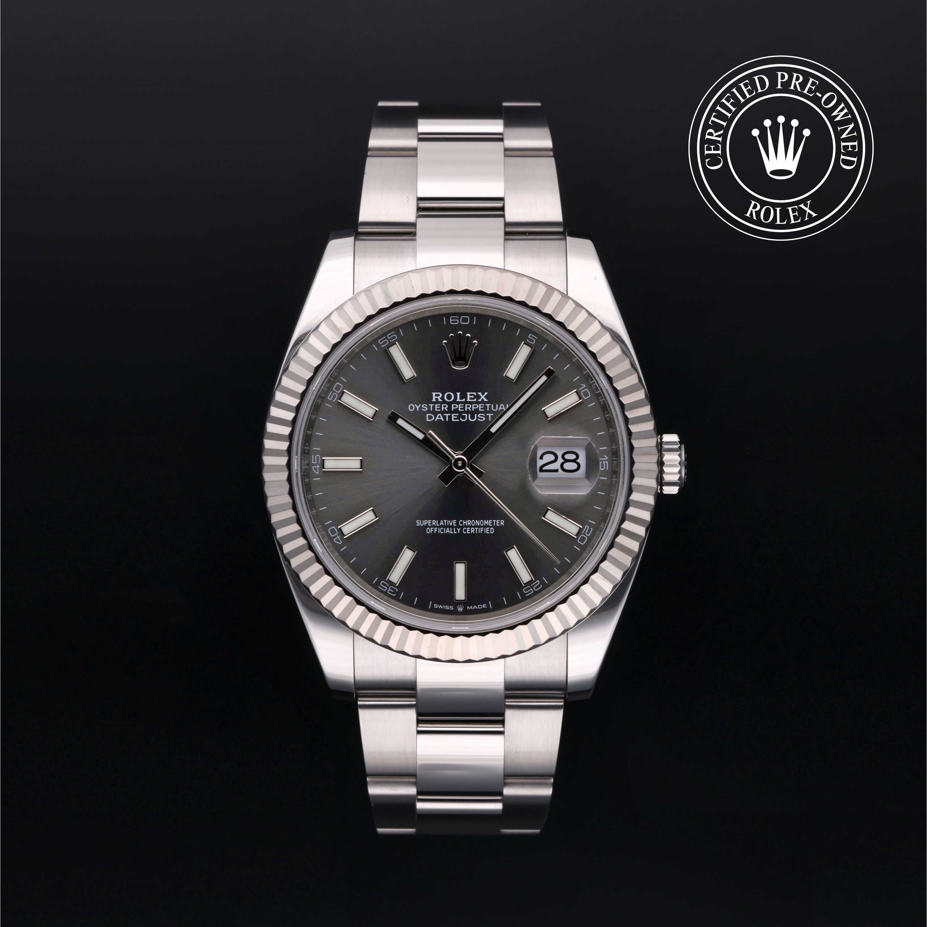 Rolex Certified Pre-Owned Datejust in Oyster, 41 mm, Stainless steel and white gold 126334 watch available at Long's Jewelers.