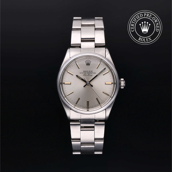 Rolex Certified Pre-Owned Air-King in Oyster, 34 mm, Stainless Steel 5500 watch available at Long's Jewelers.