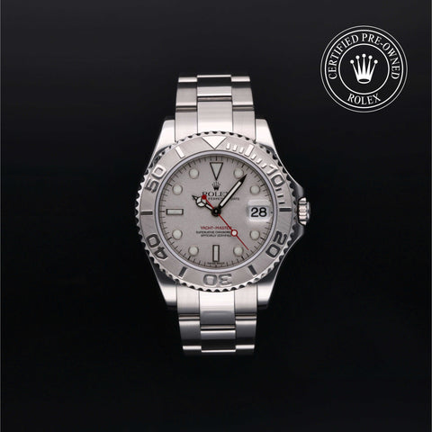 Rolex Certified Pre-Owned Yacht-Master in Oyster, 35 mm, Stainless steel and platinum 168622 watch available at Long's Jewelers.