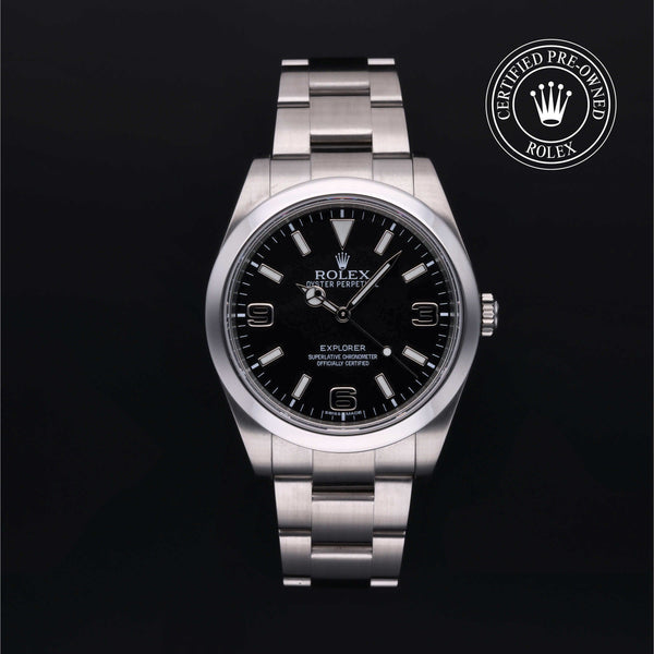 Rolex Certified Pre-Owned Explorer in Oyster, 39 mm, Stainless Steel 214270 watch available at Long's Jewelers.