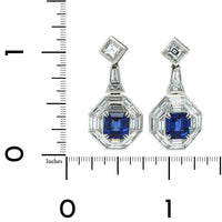 Platinum Ceylon Blue Sapphire & Diamond Drop Earrings