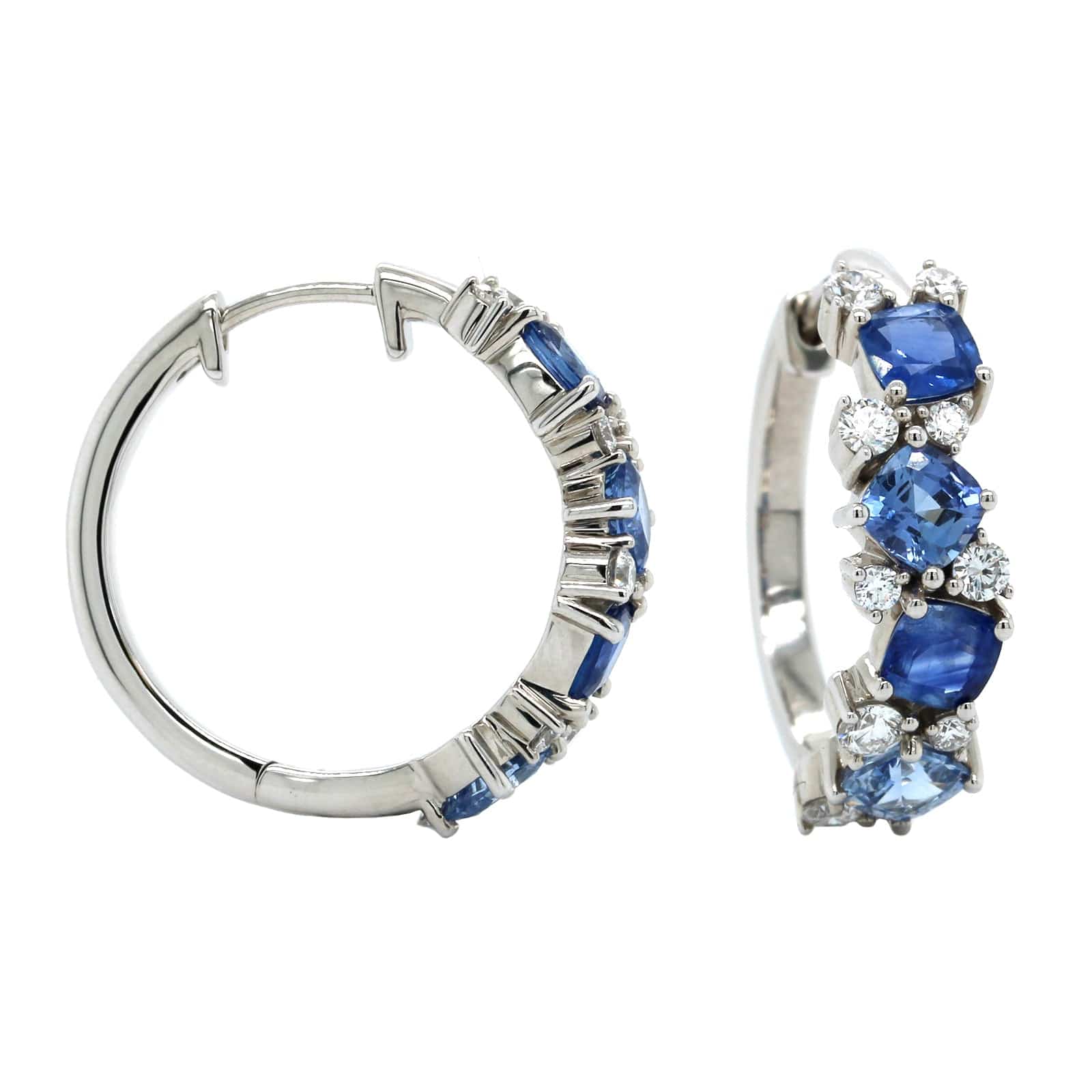 Penny Preville 18K White Gold Ombre Sapphire and Diamond Hoop Earrings ...