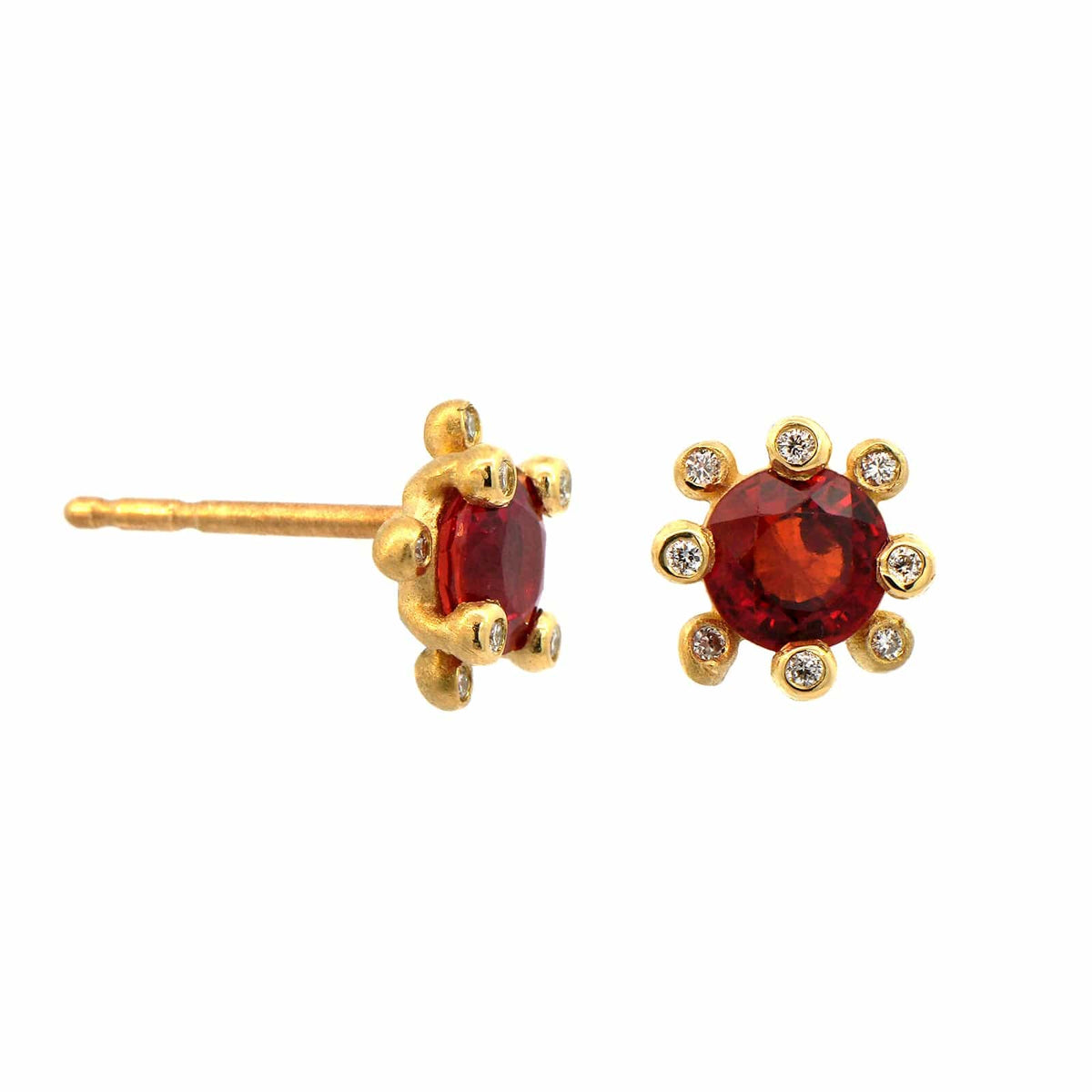 Suzy Landa 18K Yellow Gold Sapphire and Diamond Stud Earrings