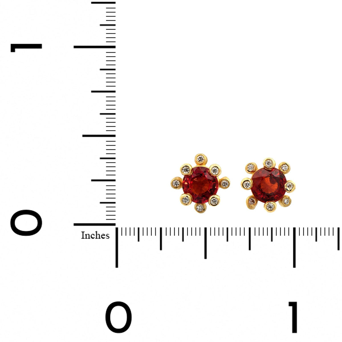 Suzy Landa 18K Yellow Gold Sapphire and Diamond Stud Earrings