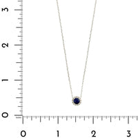 14K White Gold Round Blue Sapphire and Diamond Necklace