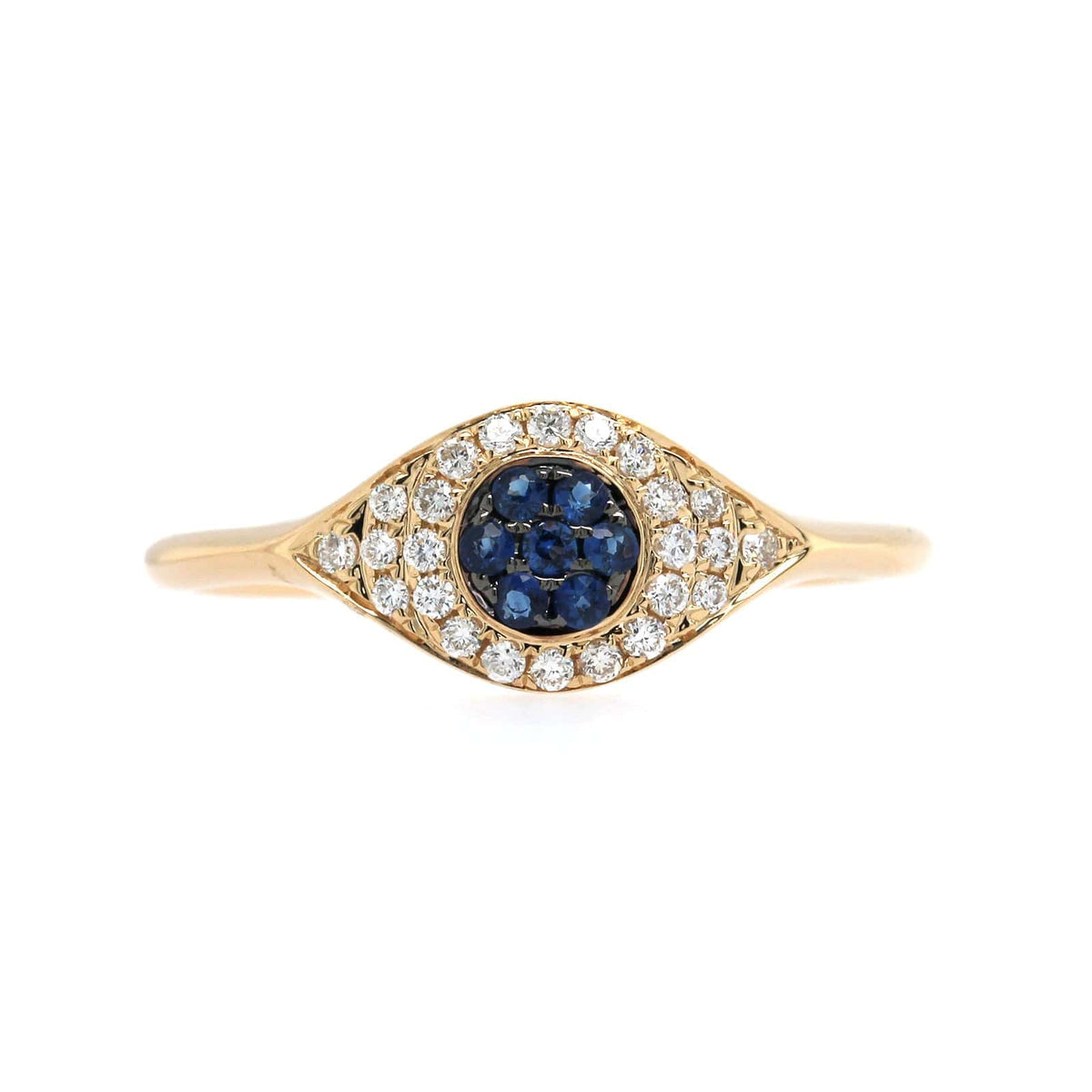 Customizable Blue Sapphire Evil Eye Diamond Ring in 14K Yellow Gold For  Sale at 1stDibs | 14k gold sapphire evil eye ring manufacturer and  supplier., evil eye engagement ring, blue eyes with
