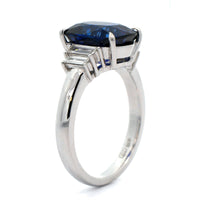 18K White Gold Cushion Cut Sapphire and Diamond Ring