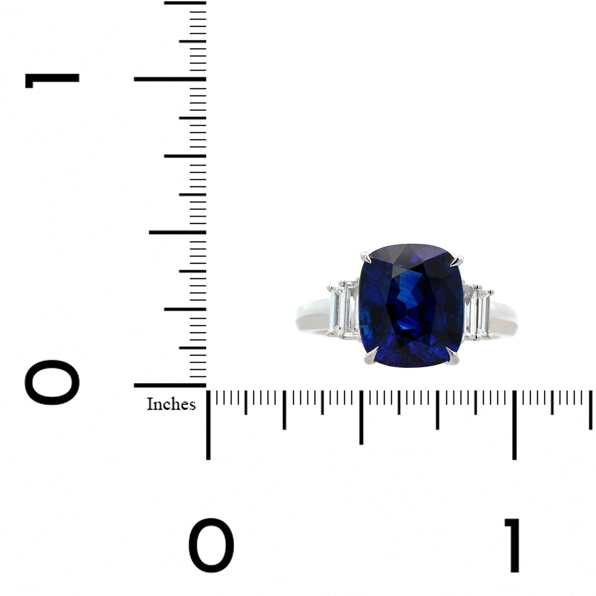 18K White Gold Cushion Cut Sapphire and Diamond Ring