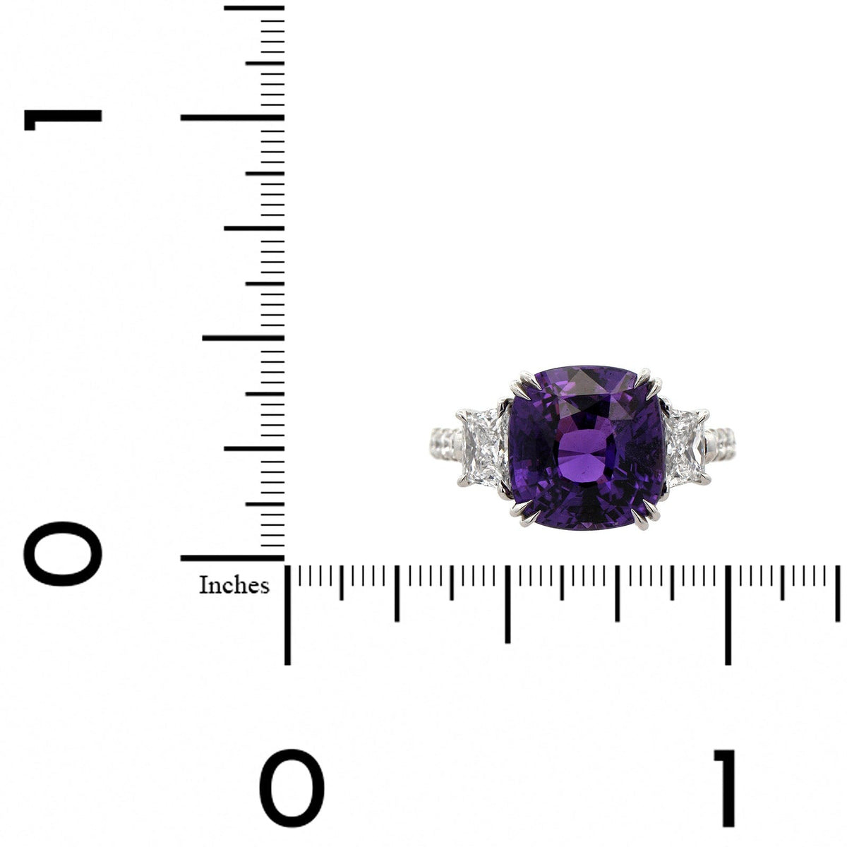 Platinum 3 Stone Sapphire and Diamond Ring