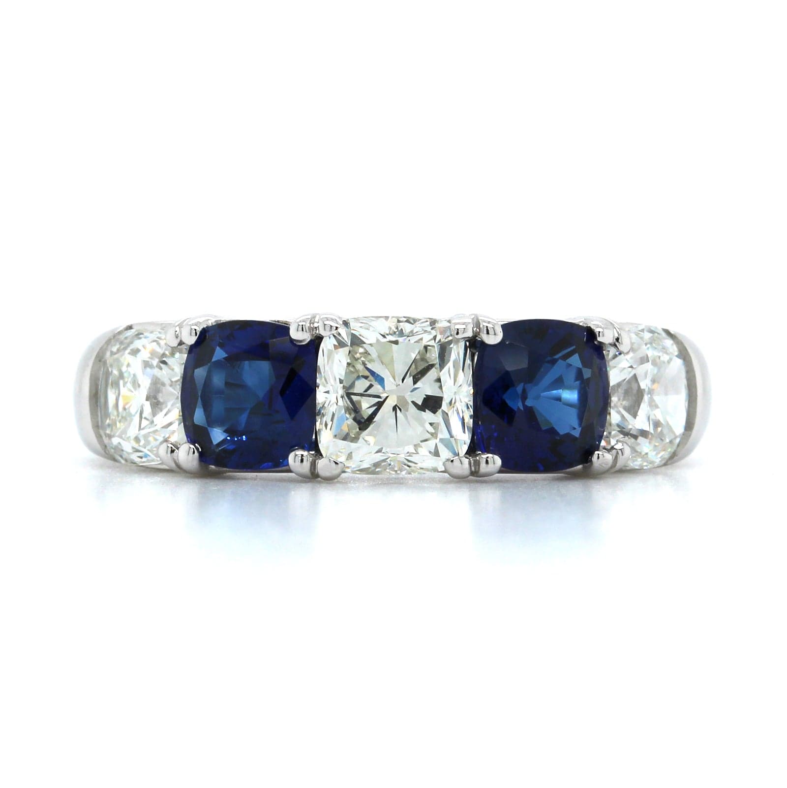 Platinum 5 Stone Sapphire and Diamond Band