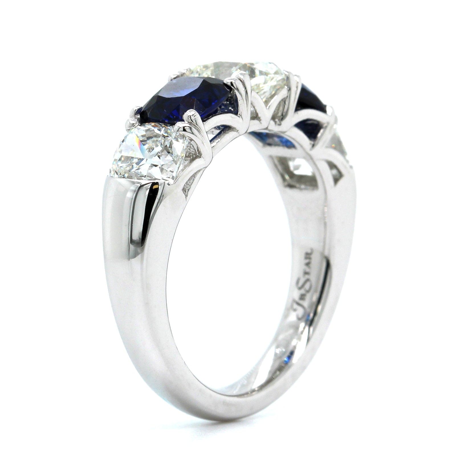 Platinum 5 Stone Sapphire and Diamond Band