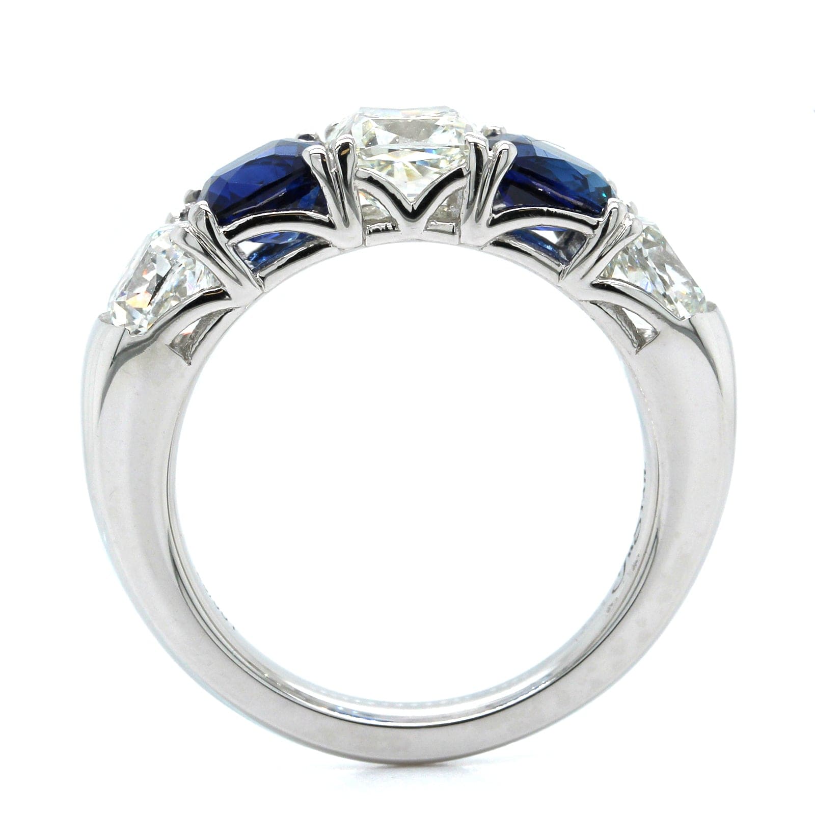 Platinum 5 Stone Sapphire and Diamond Band