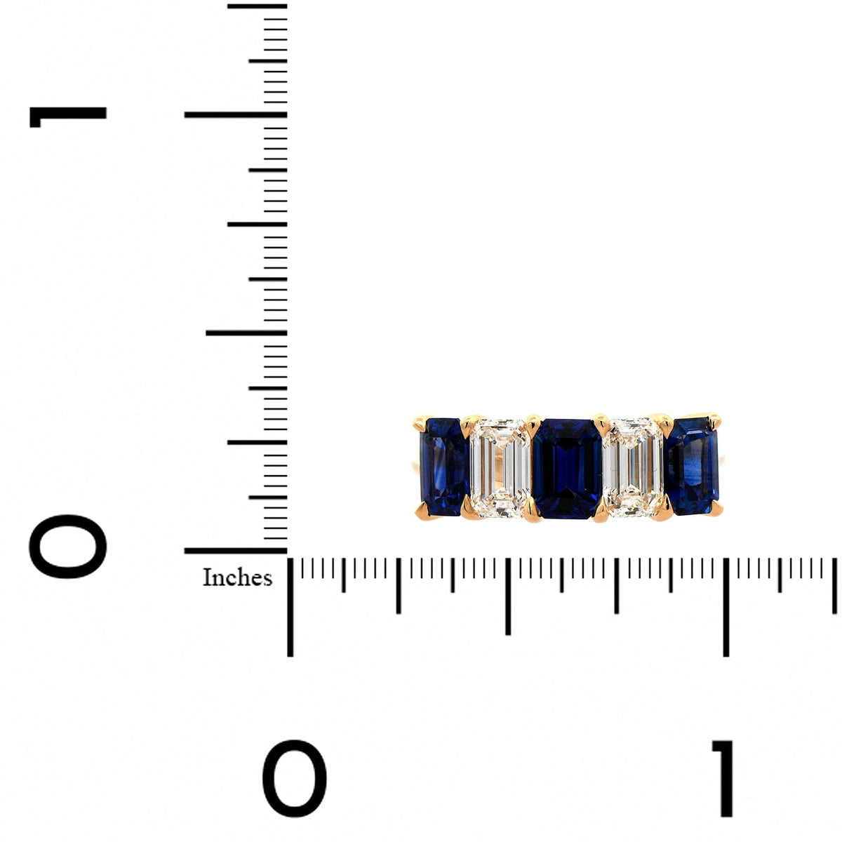 18K Yellow Gold 5 Stone Sapphire and Diamond Band