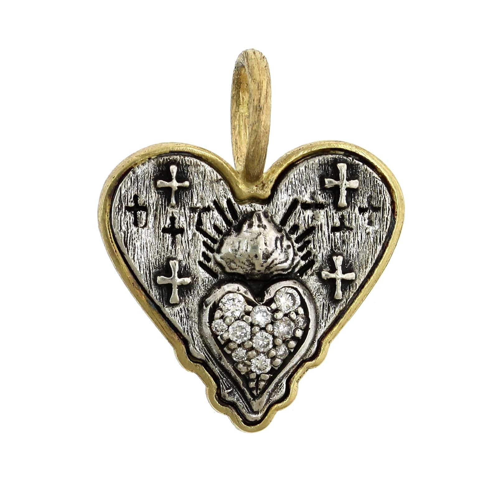 Sterling Silver & 18K Yellow Gold Sacred Heart Charm