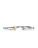 Cable Flex Bracelet in Sterling Silver with 14K Yellow Gold and Pearls, 4mm