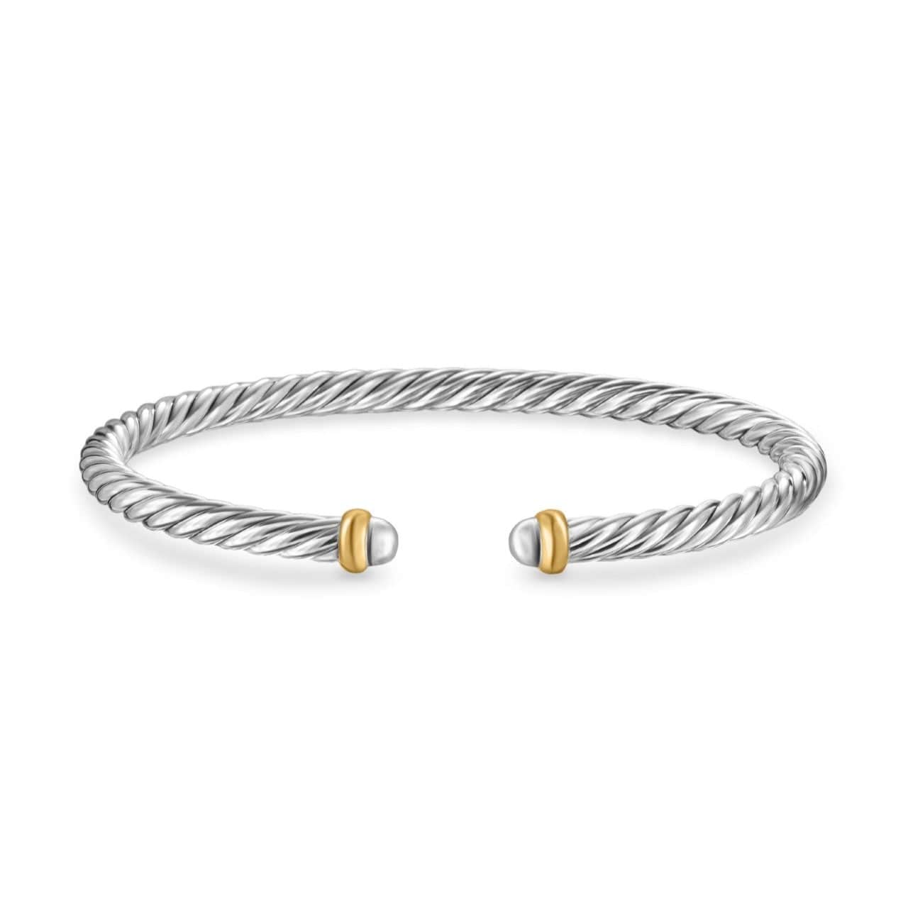 Cable Flex Bracelet in Sterling Silver with 14K Yellow Gold, 4mm