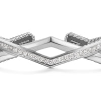 Zig Zag Stax™ Two Row Cuff Bracelet in Sterling Silver with Diamonds, 13mm