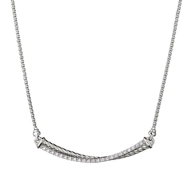 Crossover Bar Necklace with Diamonds