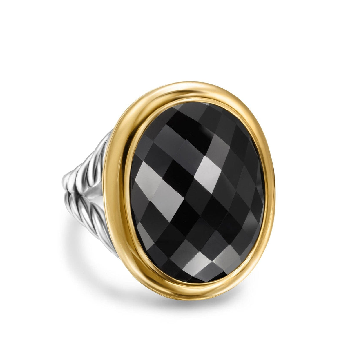 Albion® Oval Ring in Sterling Silver with 18K Yellow Gold and Black Onyx, 21mm