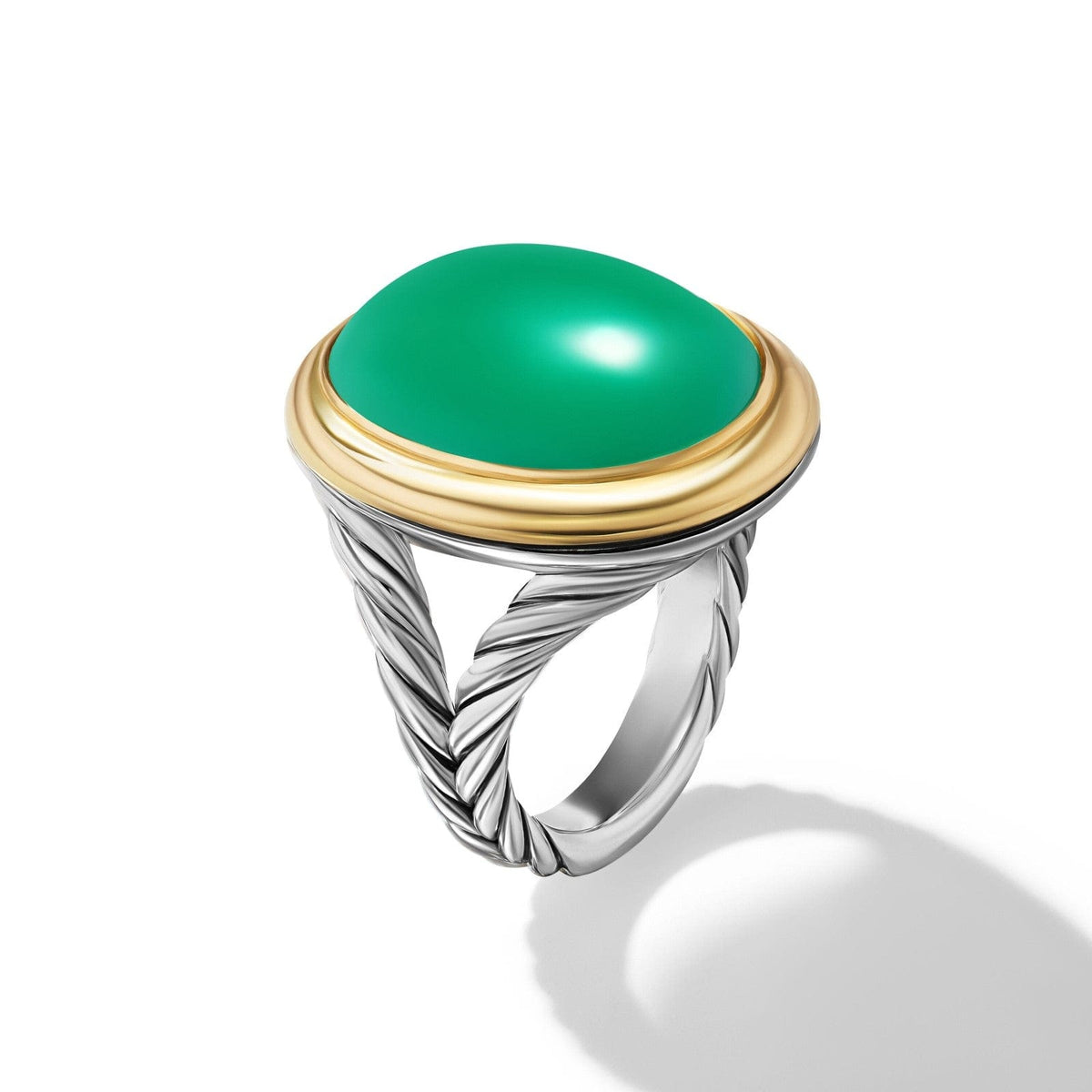 Albion® Oval Ring in Sterling Silver with 18K Yellow Gold and Green Onyx, 21mm