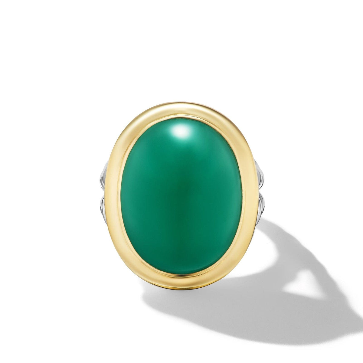 Albion® Oval Ring in Sterling Silver with 18K Yellow Gold and Green Onyx, 21mm