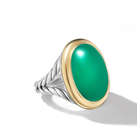 Albion® Oval Ring in Sterling Silver with 18K Yellow Gold and Green Onyx, 21mm