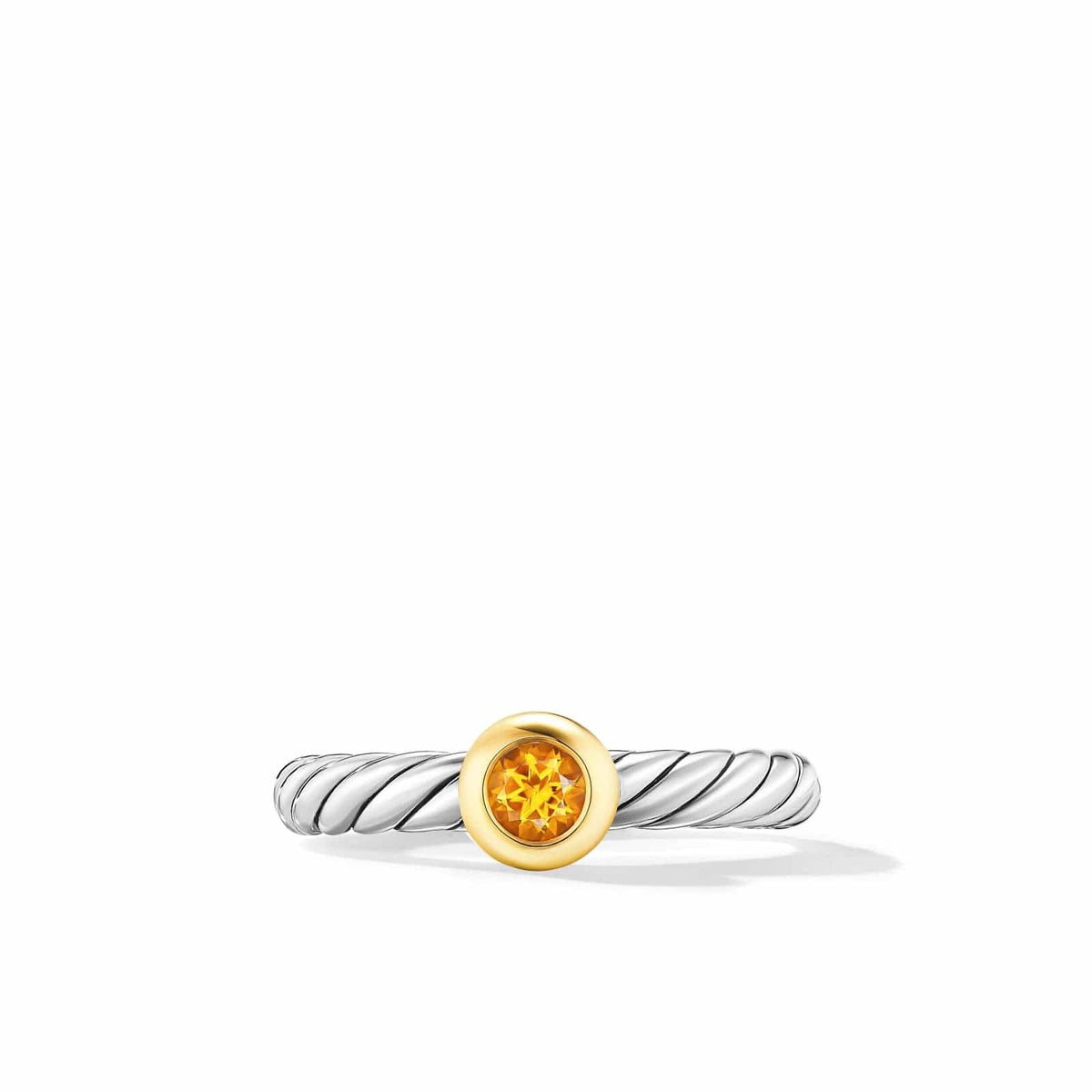 Petite Cable Ring in Sterling Silver with 14K Yellow Gold and Citrine, 2.8mm