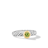 Petite Cable Ring in Sterling Silver with 14K Yellow Gold and Peridot, 2.8mm