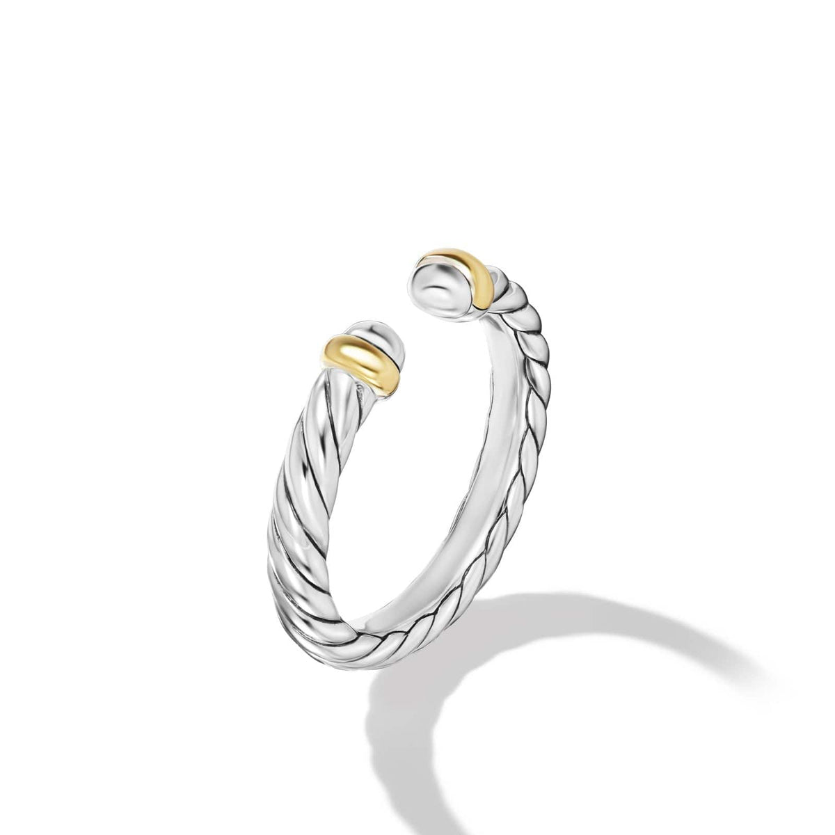 Petite Cable Ring in Sterling Silver with 14K Yellow Gold, 3.4mm