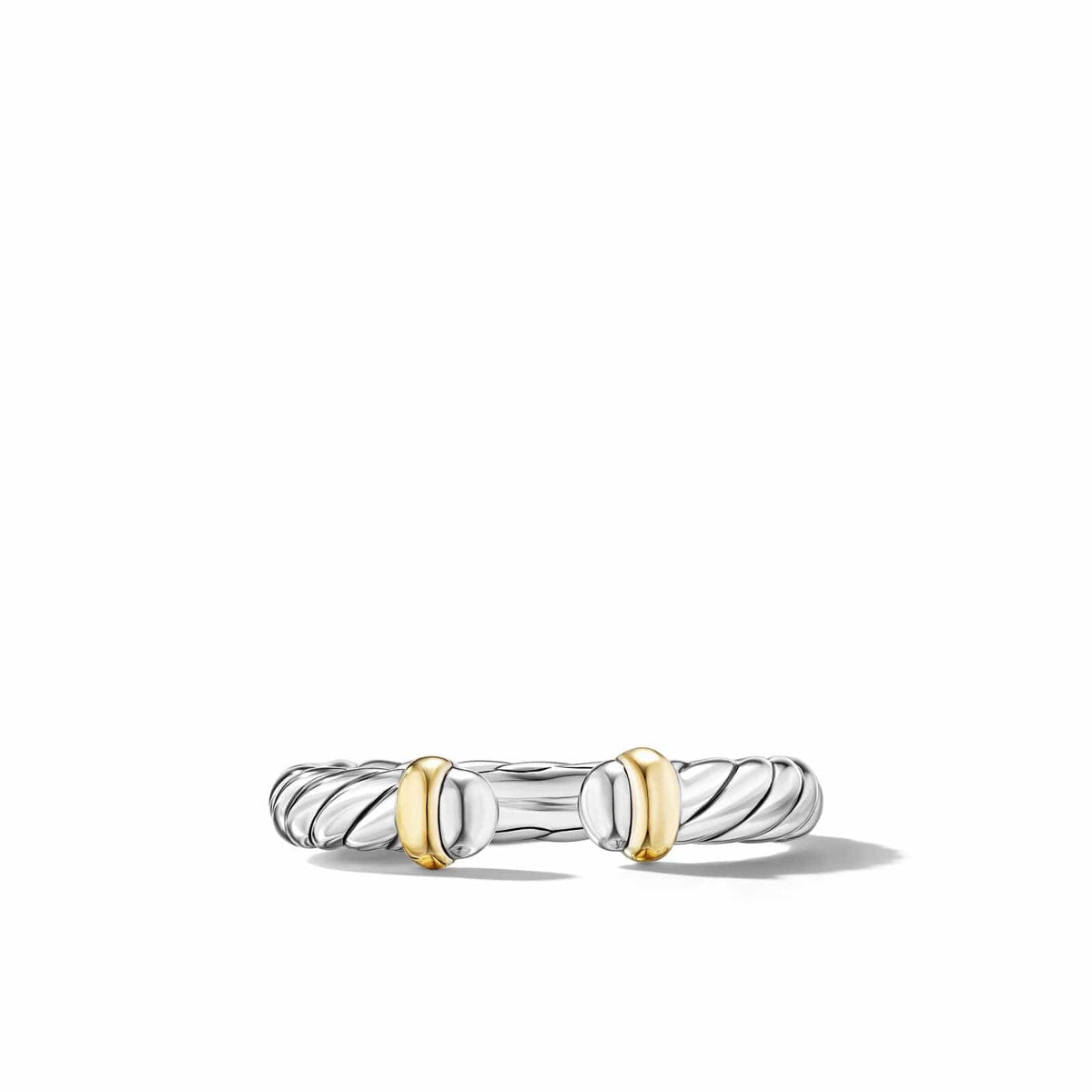 Petite Cable Ring in Sterling Silver with 14K Yellow Gold, 3.4mm