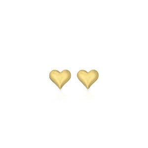 18K Yellow Gold Heart Studs