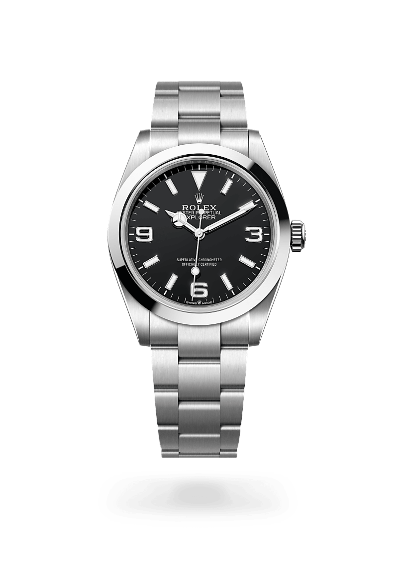 Front facing Rolex Explorer 40 watch