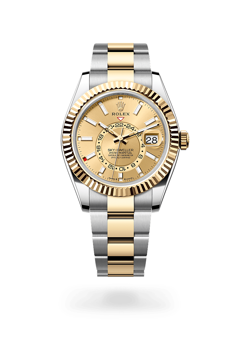 Front facing Rolex Sky-Dweller watch