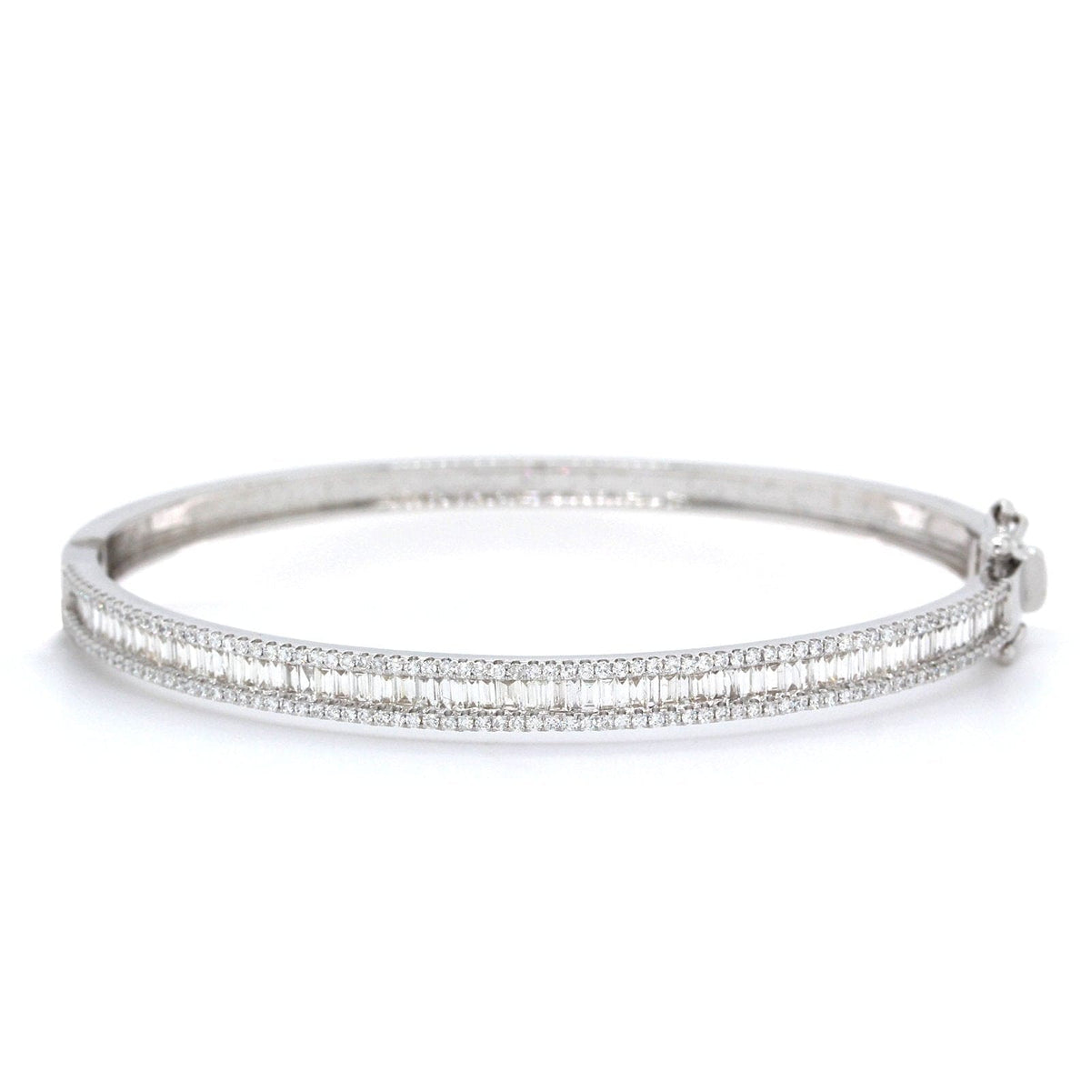 14K White Gold 3 Row Diamond Bangle Bracelet – Long's Jewelers