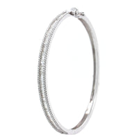 14K White Gold 3 Row Diamond Bangle Bracelet