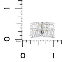 14K White Gold 5 Row Baguette and Round Diamond Band